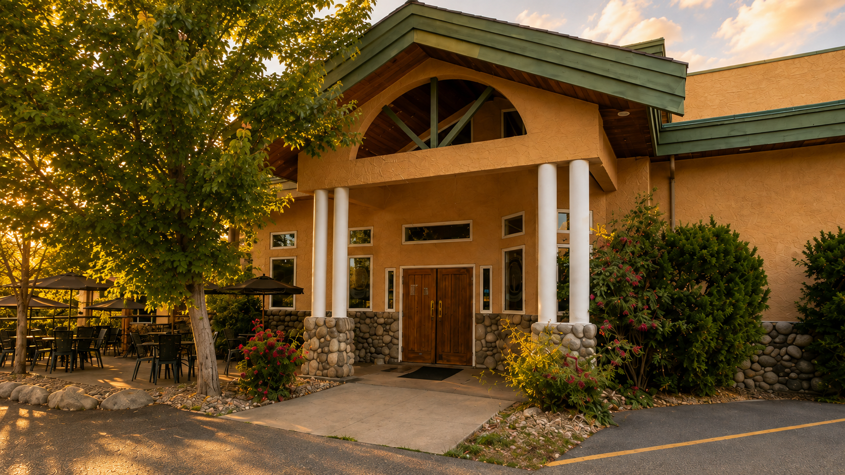 The former Anchor Inn building in Armstrong in warm evening light